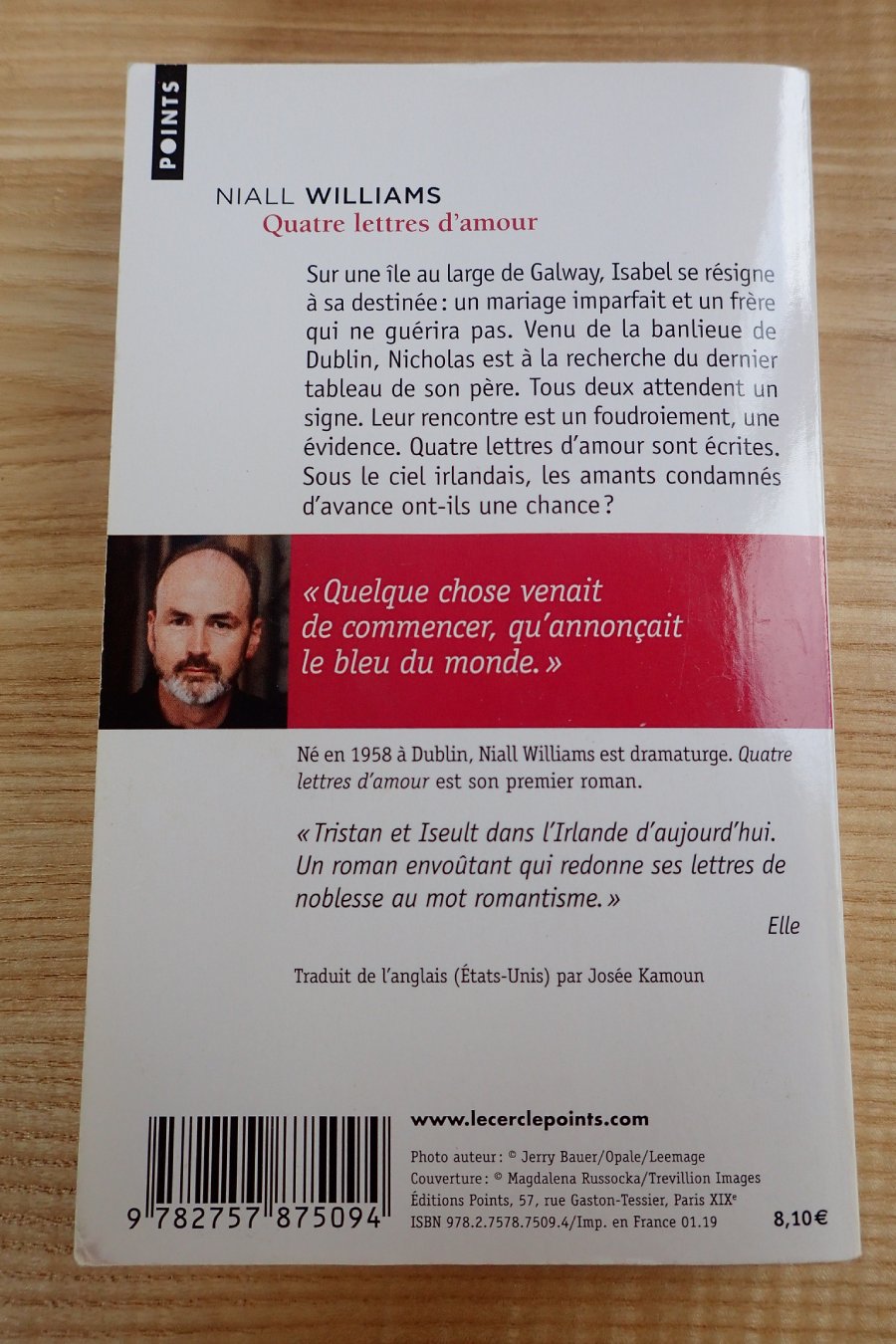 Quatre lettres d'amour - Niall Williams - Le refuge des livres