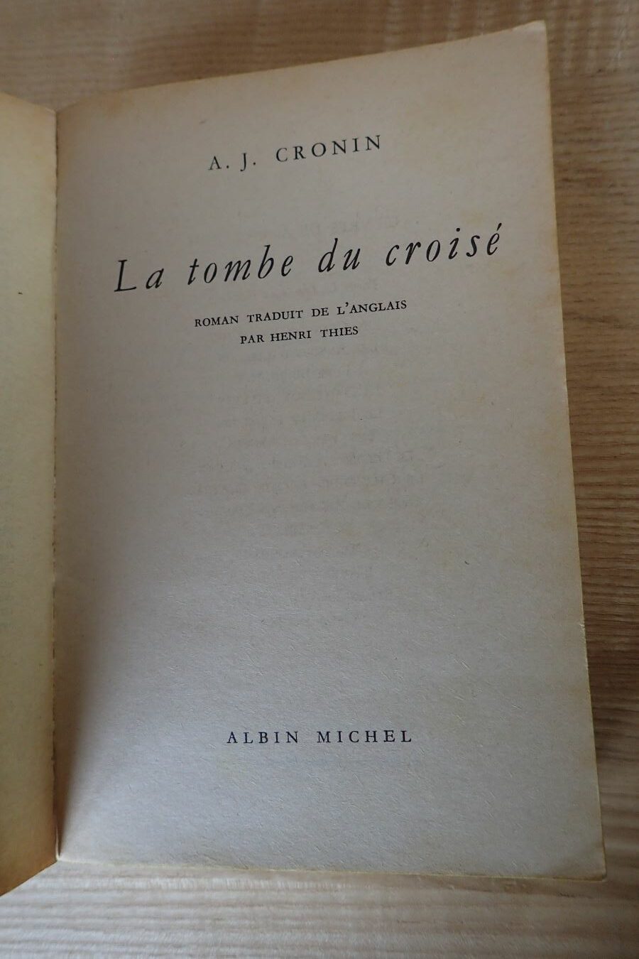La tombe du croisé - A.J. Cronin - Le refuge des livres - Livres d'occasion