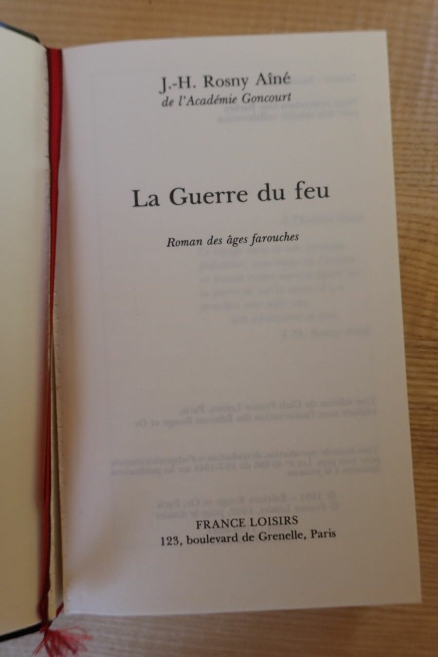 La guerre du feu - J-H Rosny Aîné - Le refuge des livres - Livres d'occasion