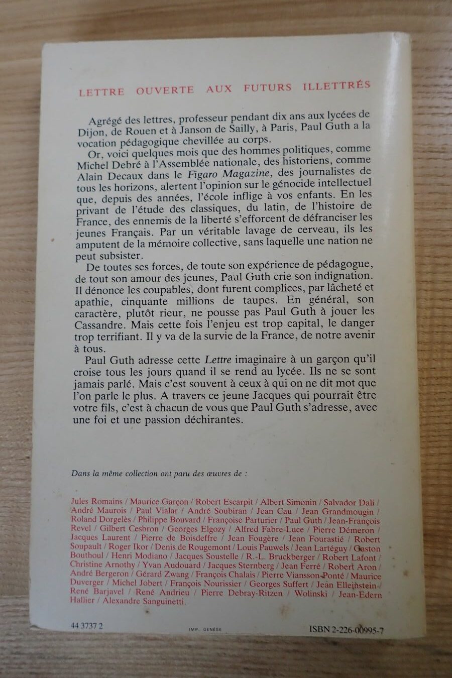 Lettre ouverte aux futurs illétrés - Paul Guth - Le refuge des livres - Livres d'occasion