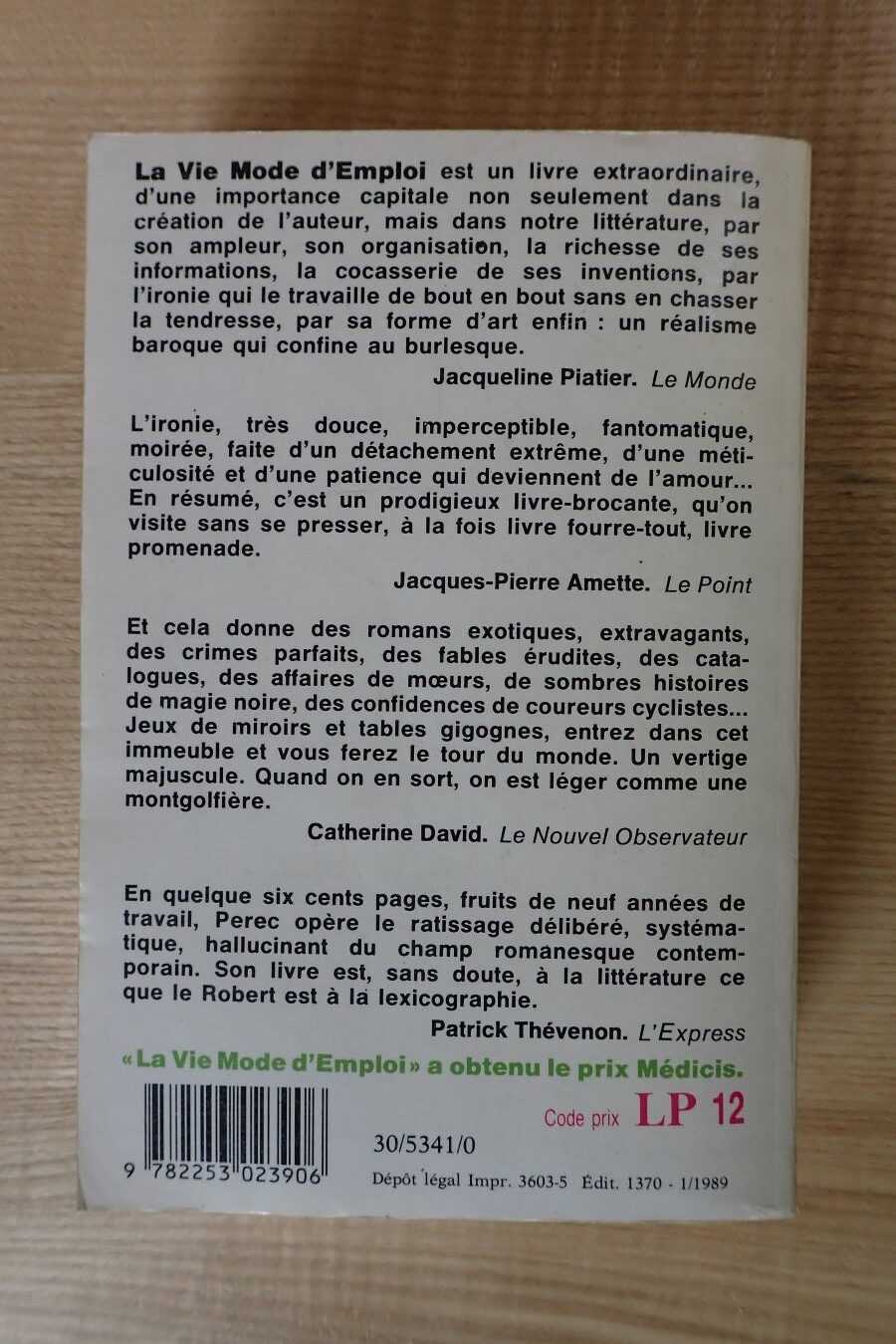 La vie mode d'emploi - Georges Perec - Le refuge des livres - Livres d'occasion