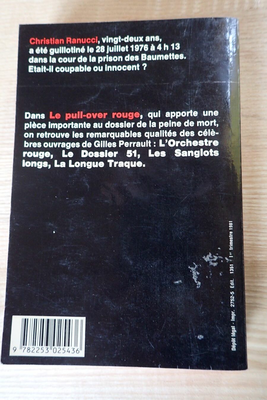 Le pull-over rouge - Gilles Perrault - Le refuge des livres - Livres d'occasion