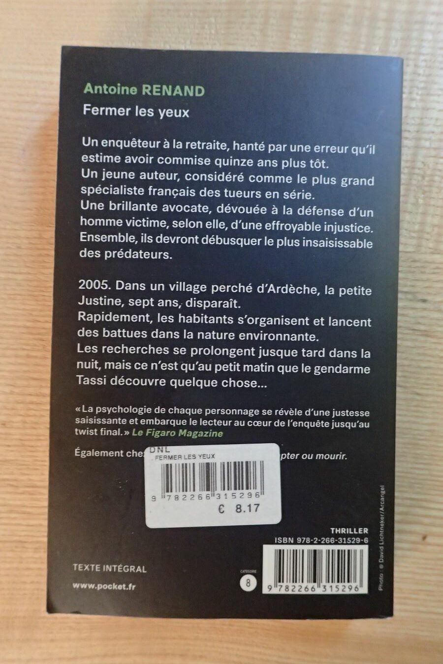 Fermer les yeux - Antoine Renand - Le refuge des livres - Livres d'occasion